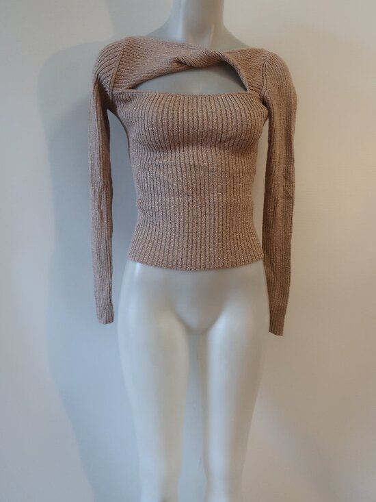 INTERMIX Sweaters - Womens Intermix Metallic Gold Open Twist Neck Sweater P/S
